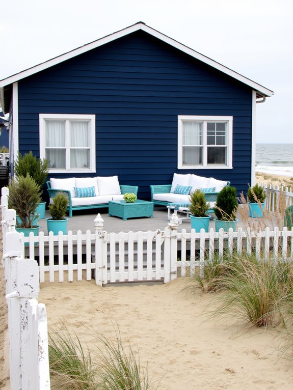 navy coastal outdoor retreat
