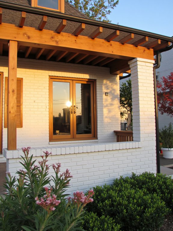 painted brick and wood