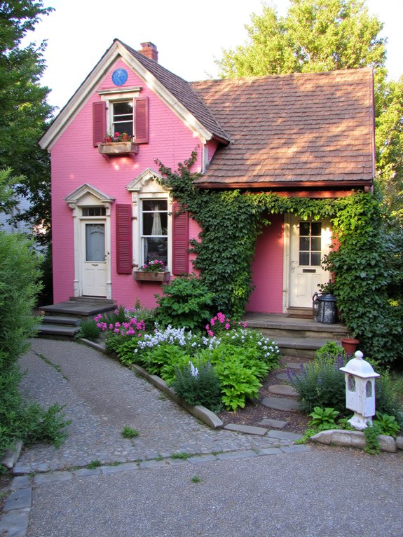playful pink brick houses