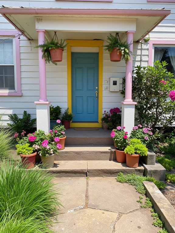 potted plants enhance beach atmosphere