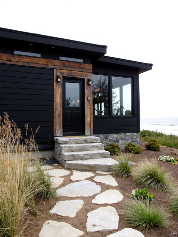 rustic wood accents enhance exteriors