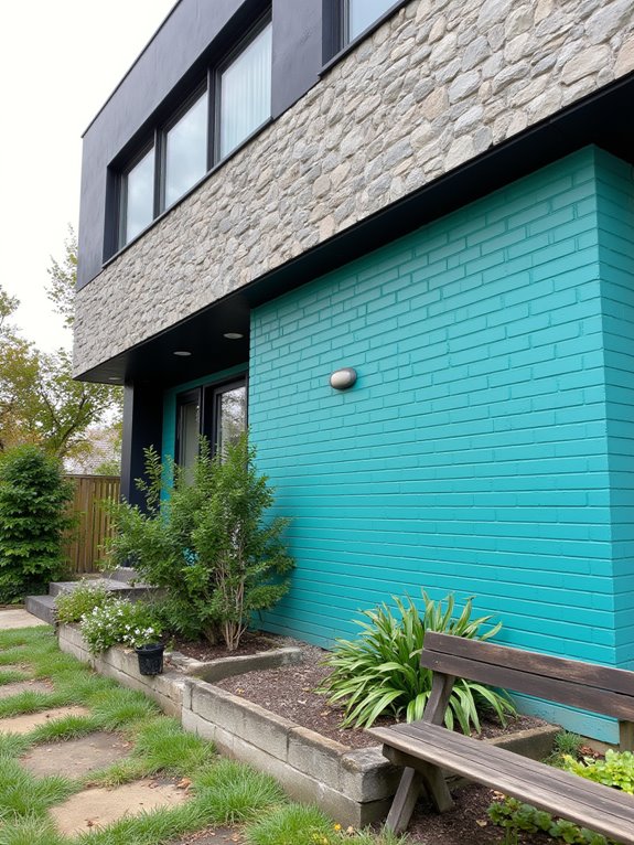 sleek stone and vibrant brick