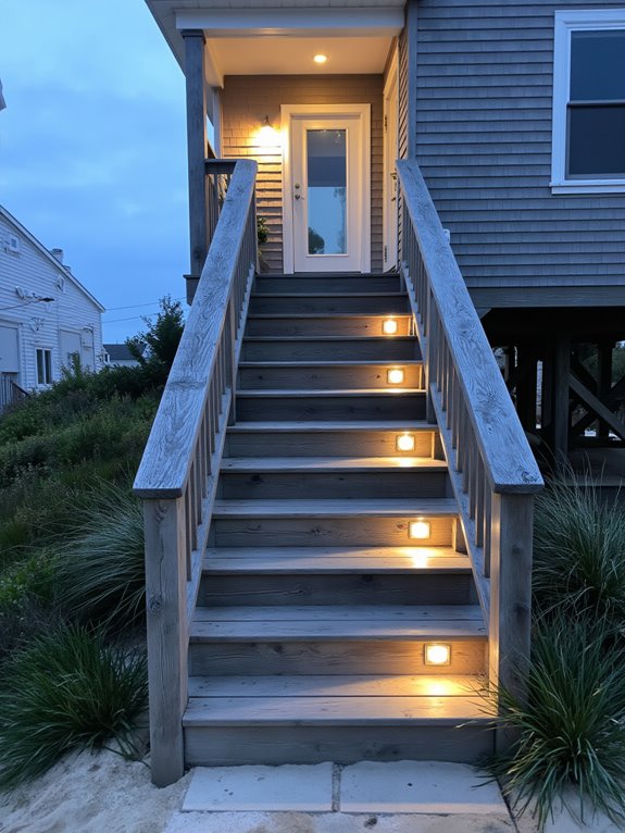 solar powered step lights installed