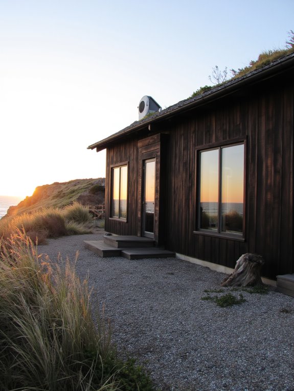 sustainable black beach house