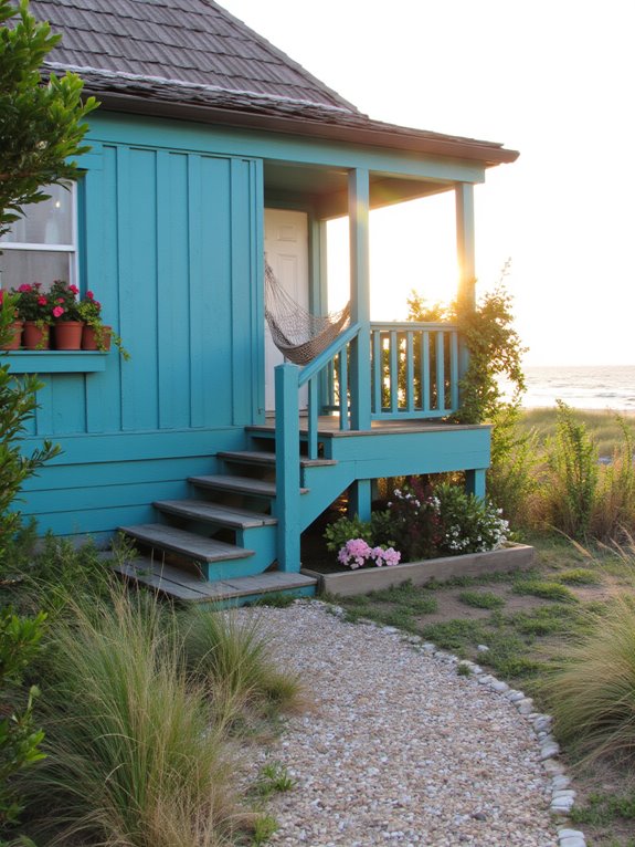 teal accents enhance outdoor spaces
