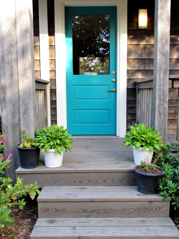teal door enhances beach house