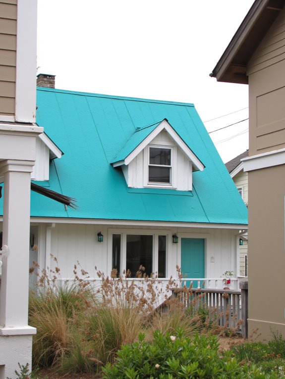 teal roofs enhance beach aesthetics