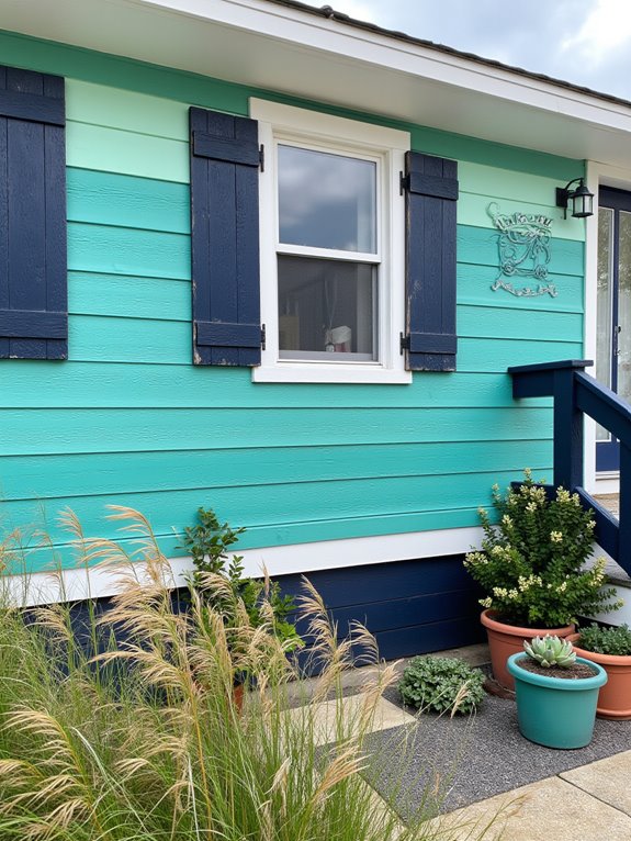 textured teal beach house finishes