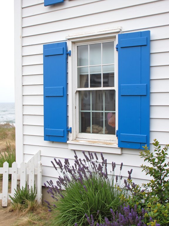 vibrant blue coastal shutters