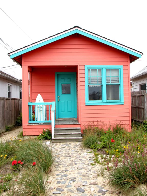 vibrant coral and aqua