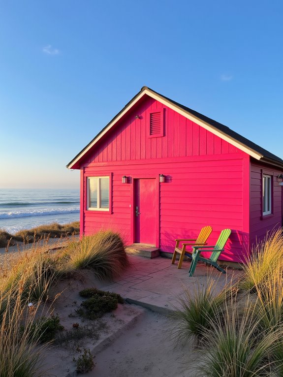 vibrant fuchsia beach house