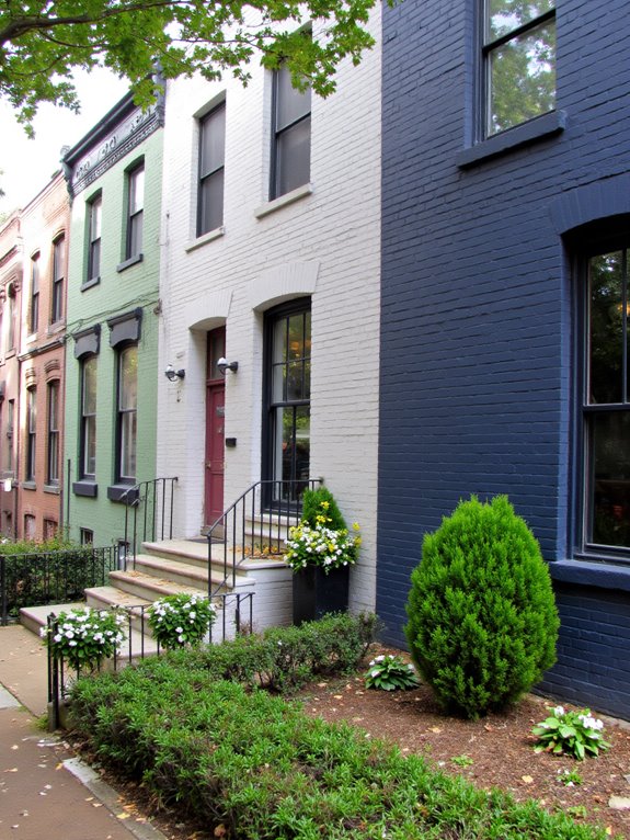 vibrant painted brick homes