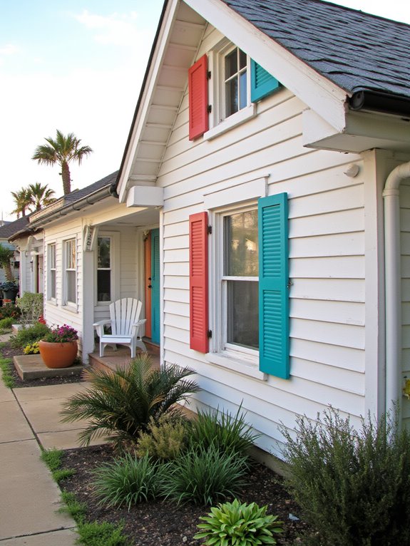 vibrant shutters enhance beach homes