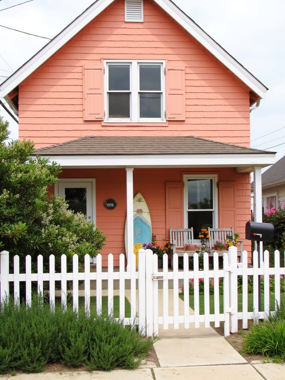 vibrant warm coral accents