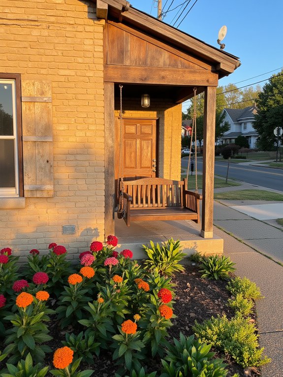 warm wood and tan brick