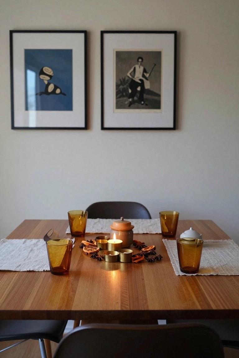 Spiced Candle Centerpiece on Wood