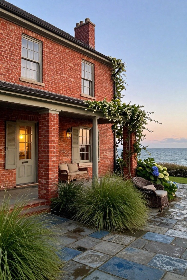 Porch Seating on Red Brick Colonial