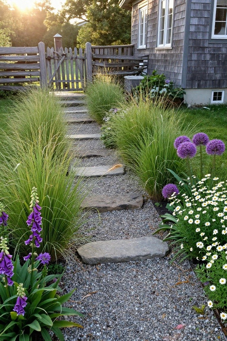 Stone Path Through Tall Grasses