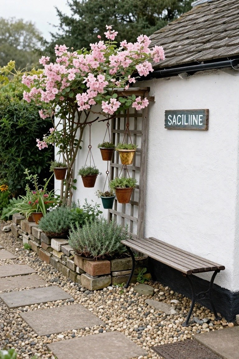 White cottage wall with