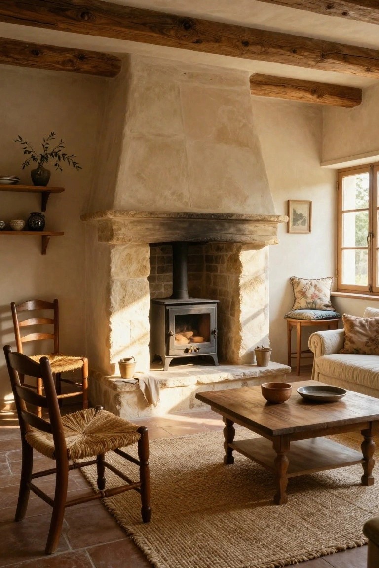 Rustic Stone Fireplace