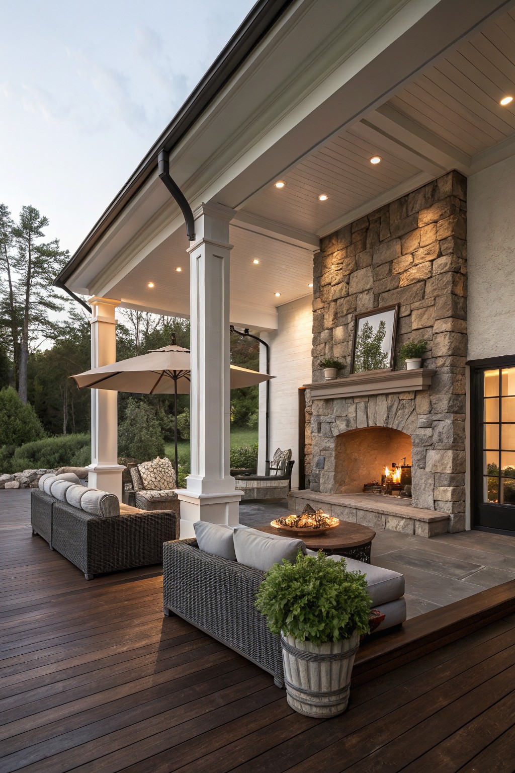 Covered Porch Fireplace Setup