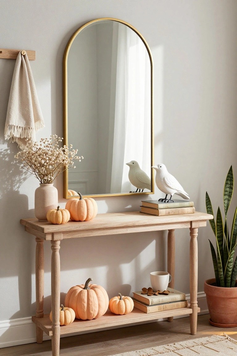 Soft Pastel Pumpkins on a Console Table
