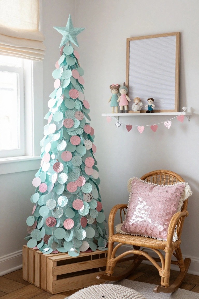 DIY Sequin Circle Christmas Tree