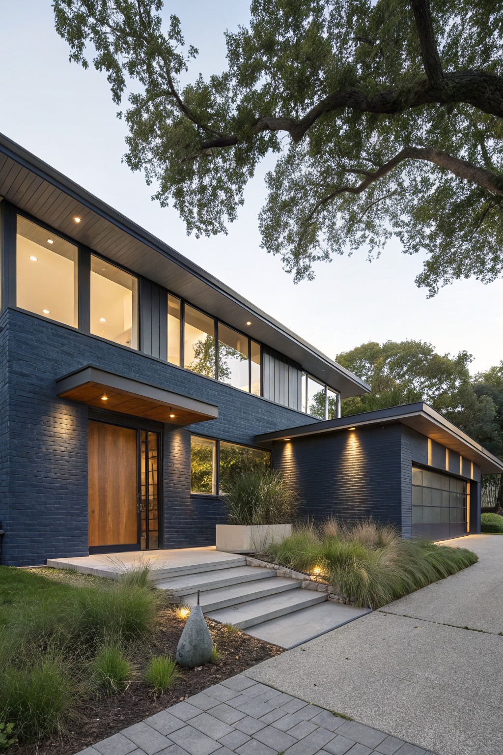 Dark Navy Painted Brick Exterior