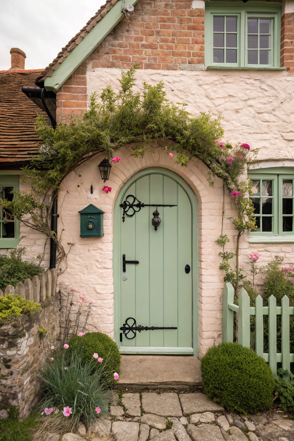 Sage Green Arched Entry Door