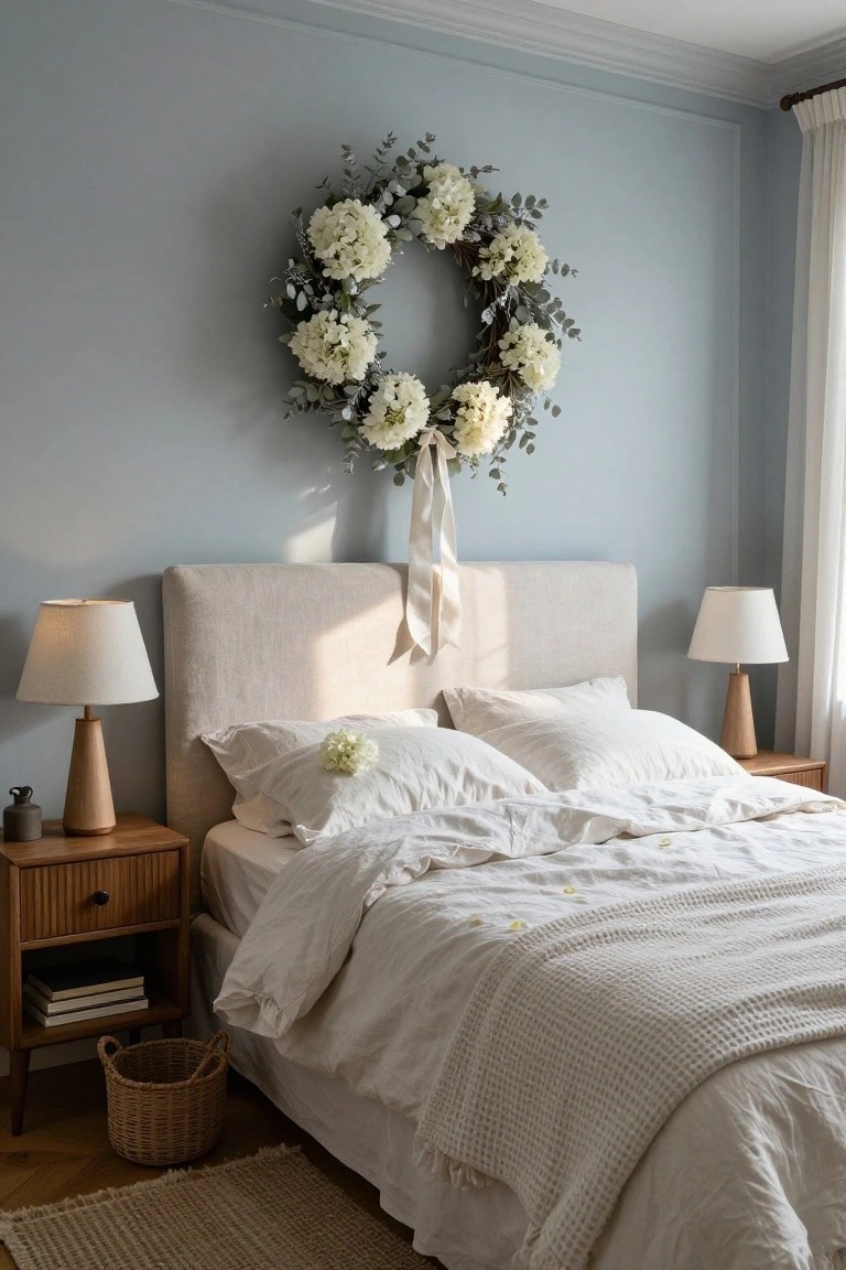 Bedroom Wreath Above the Headboard