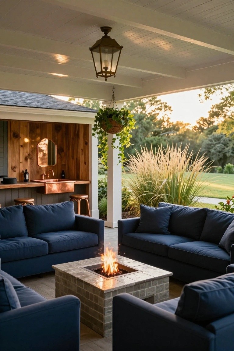 Porch Lounge Around a Fire Table