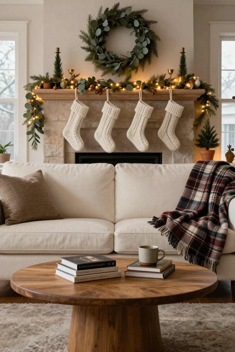 Dress Up Your Mantel with Garland and Stockings