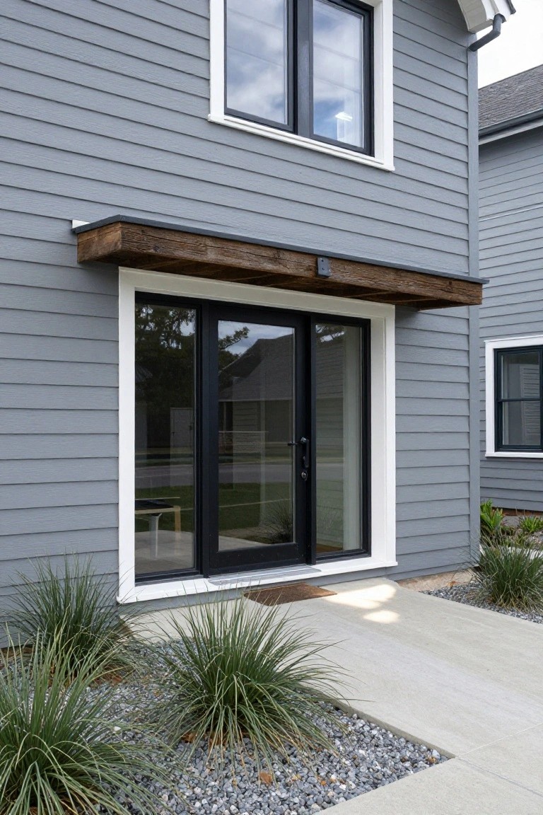 White Trim Frames the Entry Door
