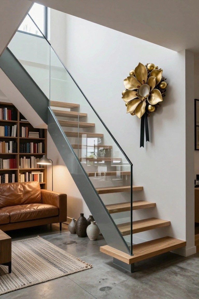 Gold Wreath on the Stairwell Wall