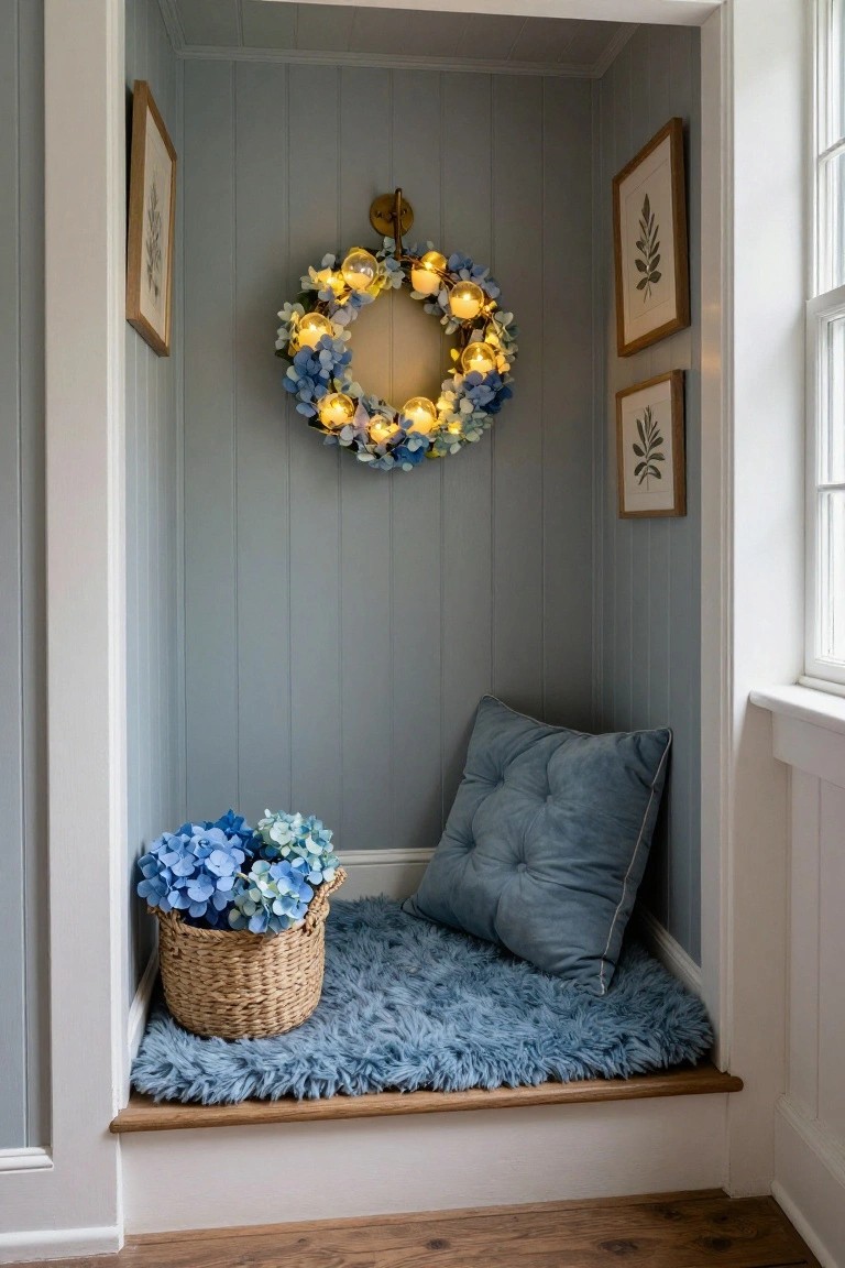Holiday Wreath Over Window Nook Seat