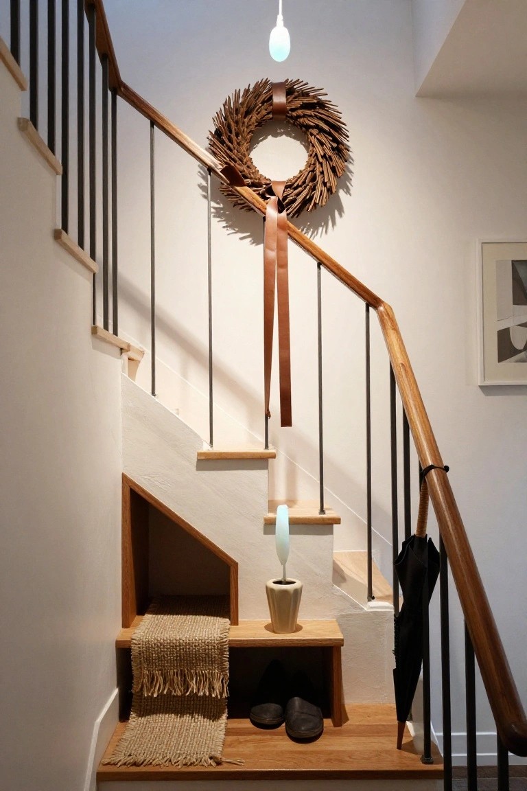 Natural Wreath on the Staircase Wall