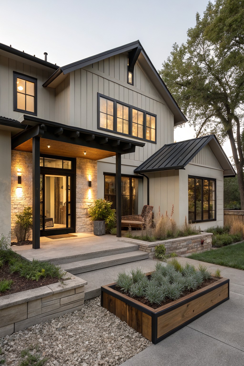Light Gray Siding with Black Trim