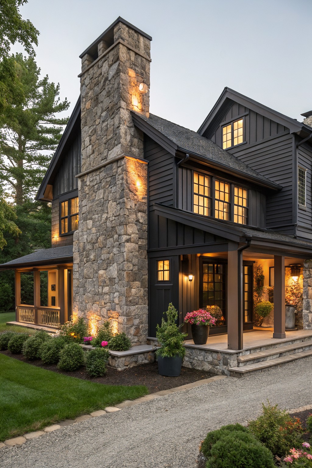 Stone Chimney Creates Rustic Focus