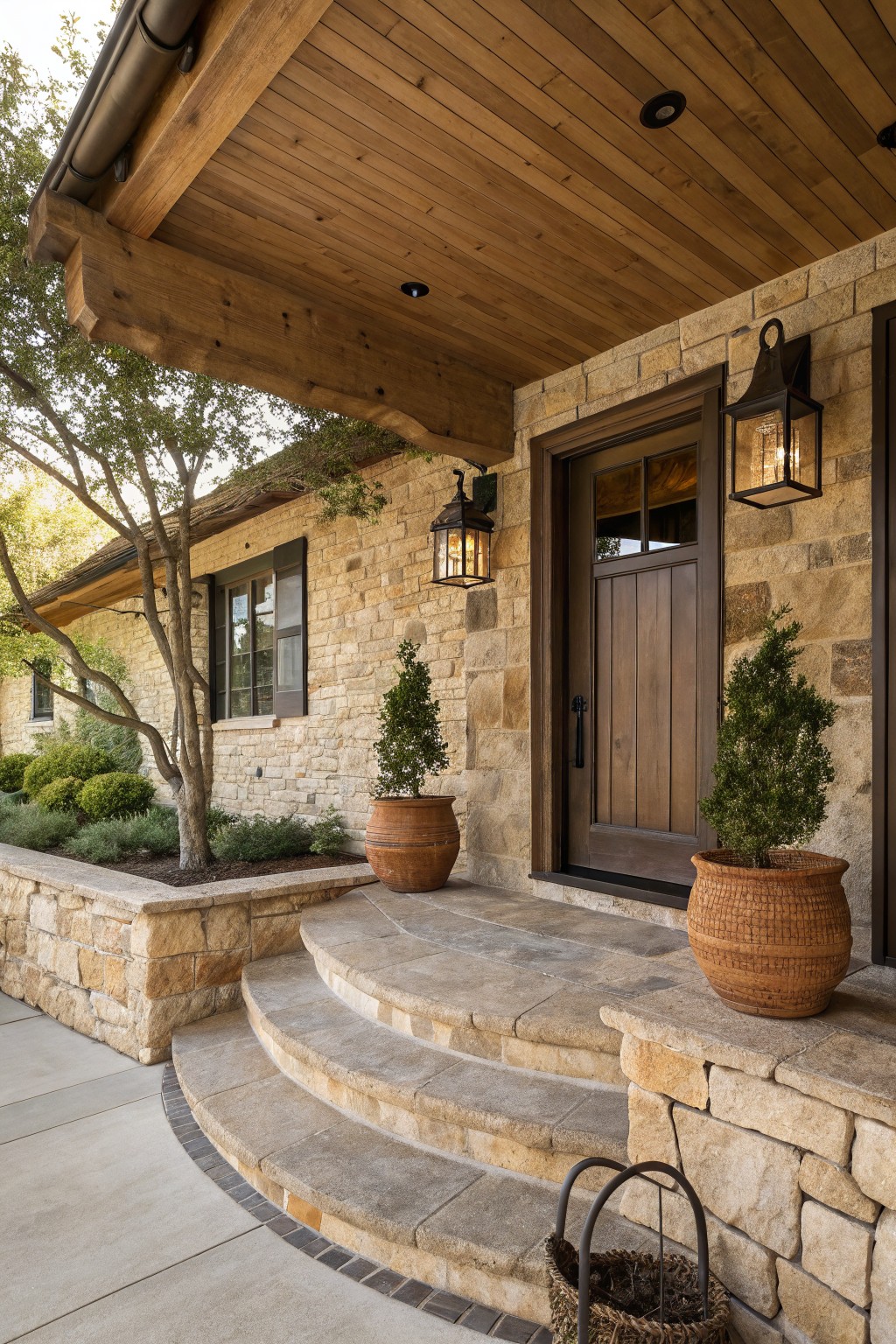 Stone Entry with Timber Porch