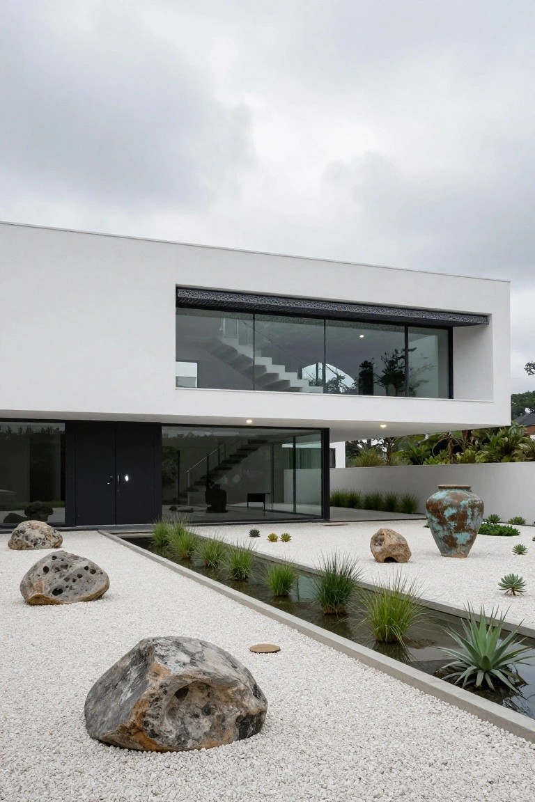 Zen Rock Garden Entry for Minimalist Homes