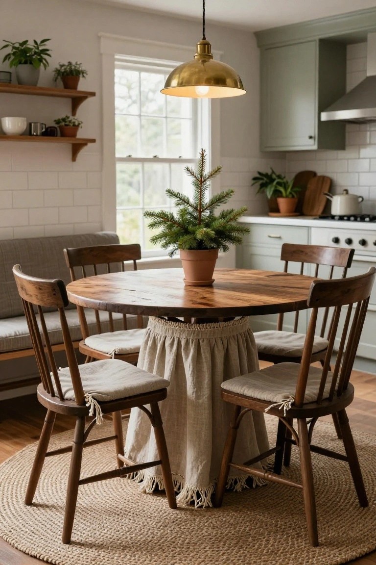 Fringed Linen Skirt for Tabletop Trees