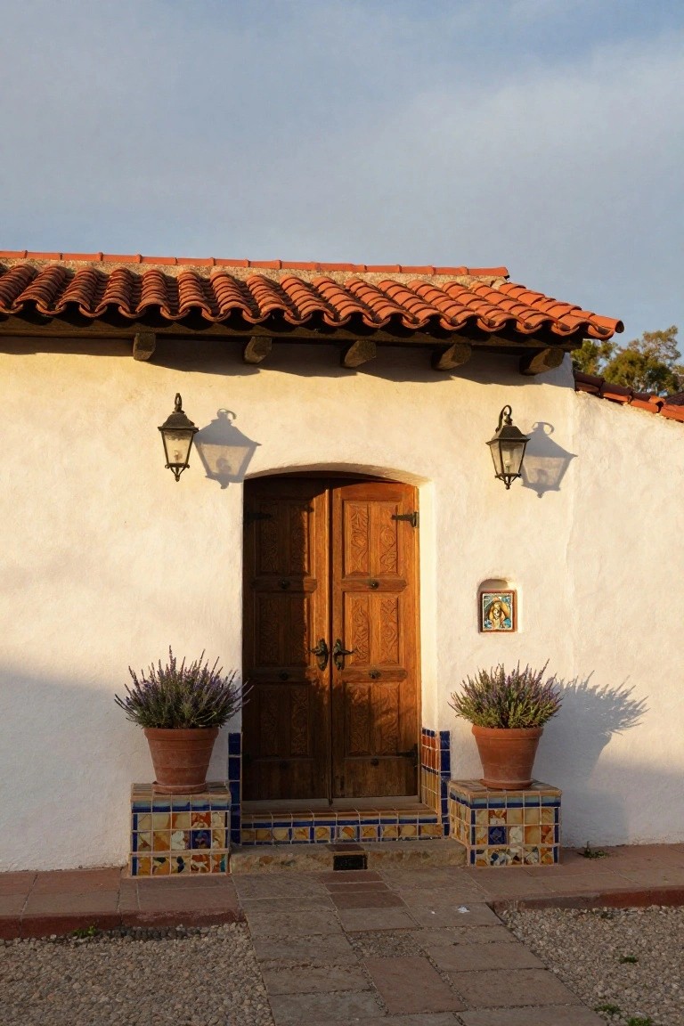 Entry Flanked by Potted Plants