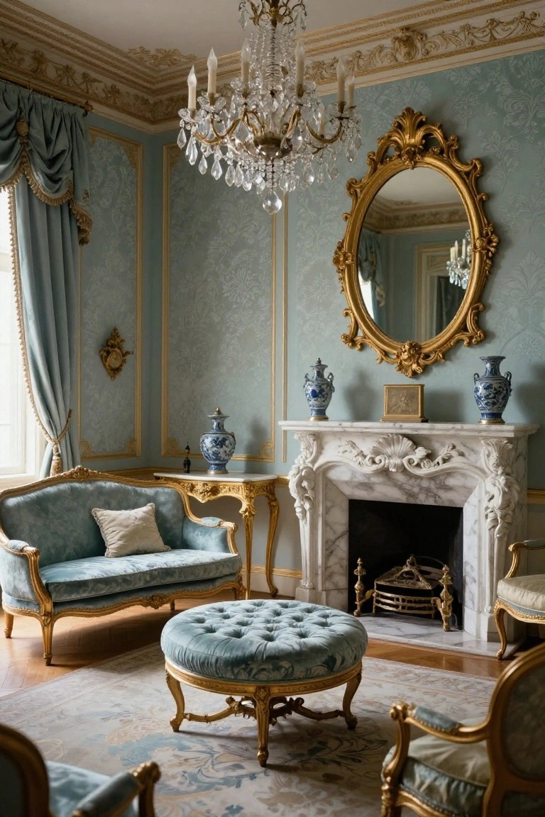 Blue Rococo Fireside Seating