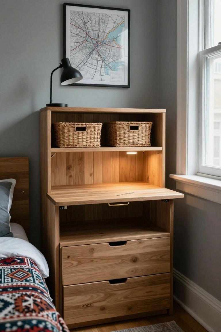 Compact Bedside Desk Unit