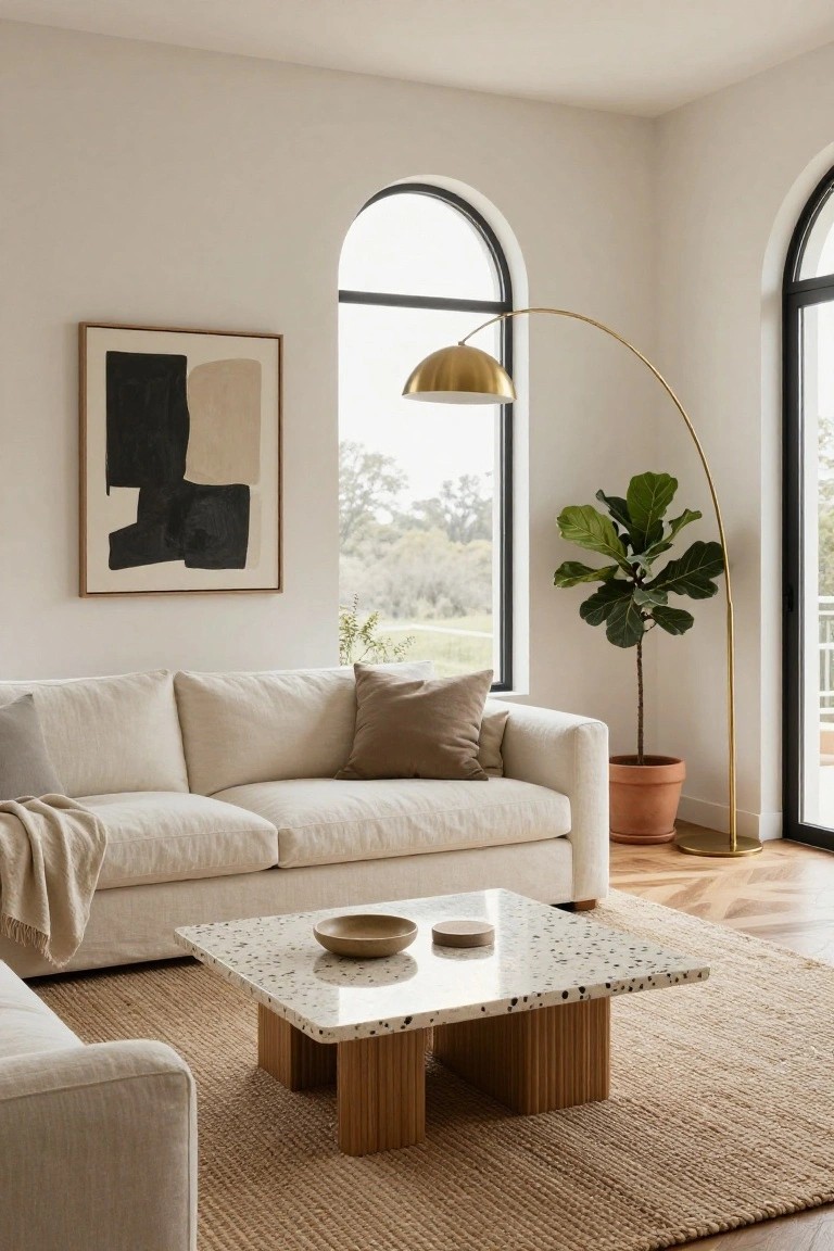 Terrazzo Coffee Table with Wood Legs