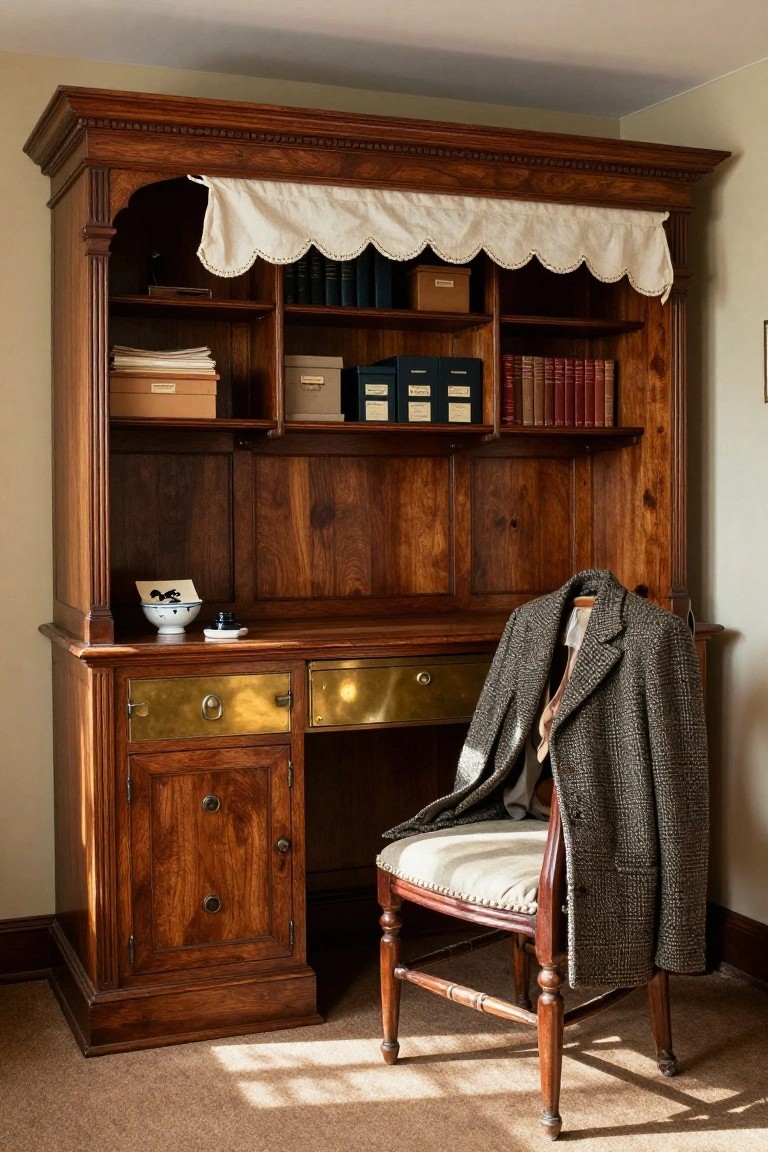 Vintage Wooden Desk Hutch