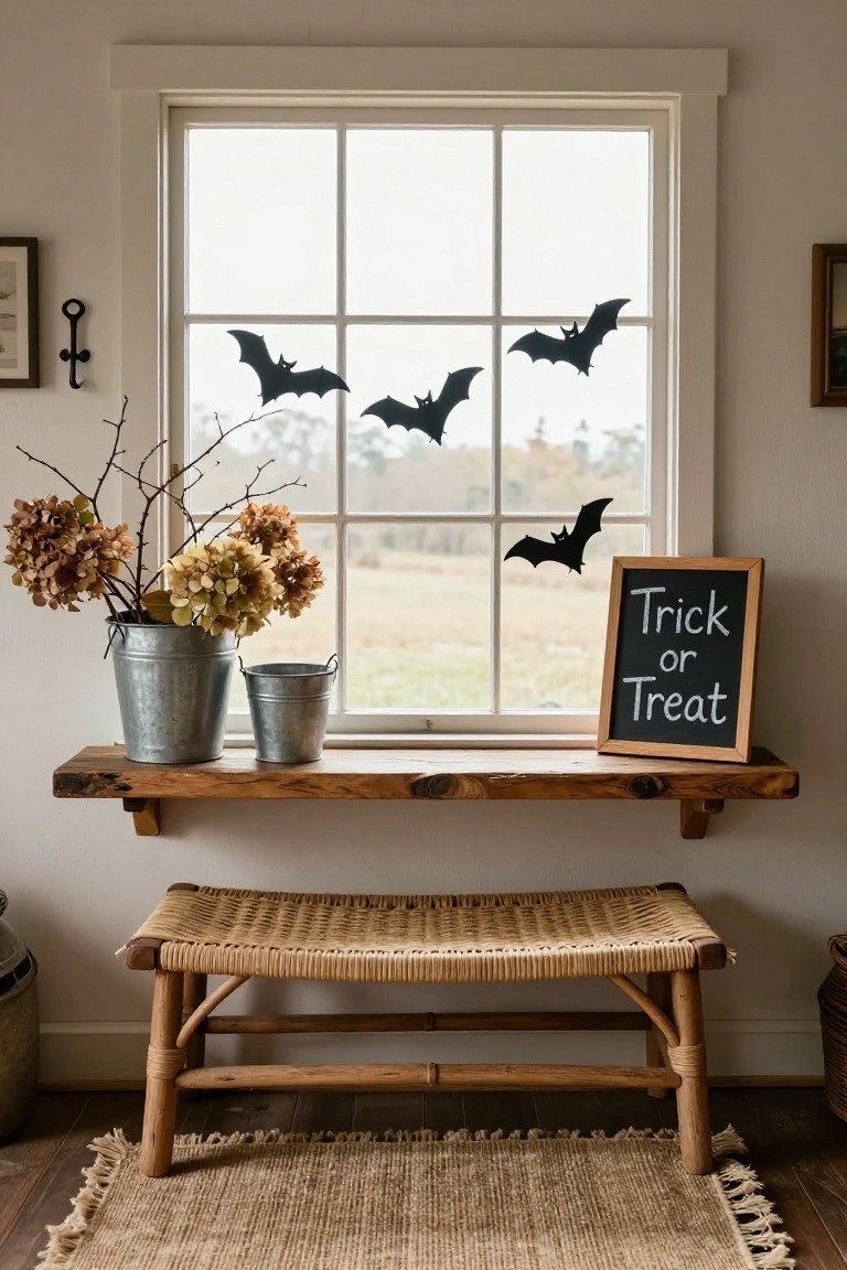Rustic Window Sill Halloween Setup