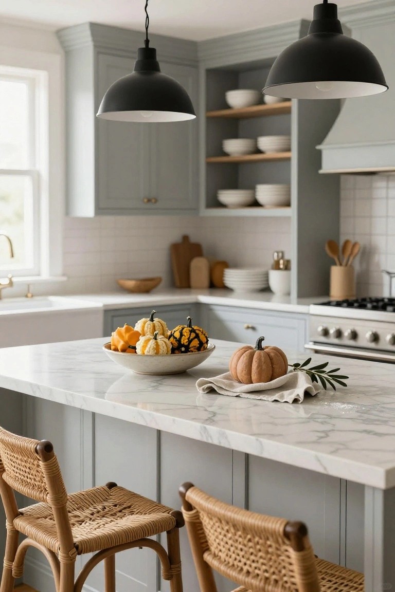 Pumpkins on the Kitchen Island