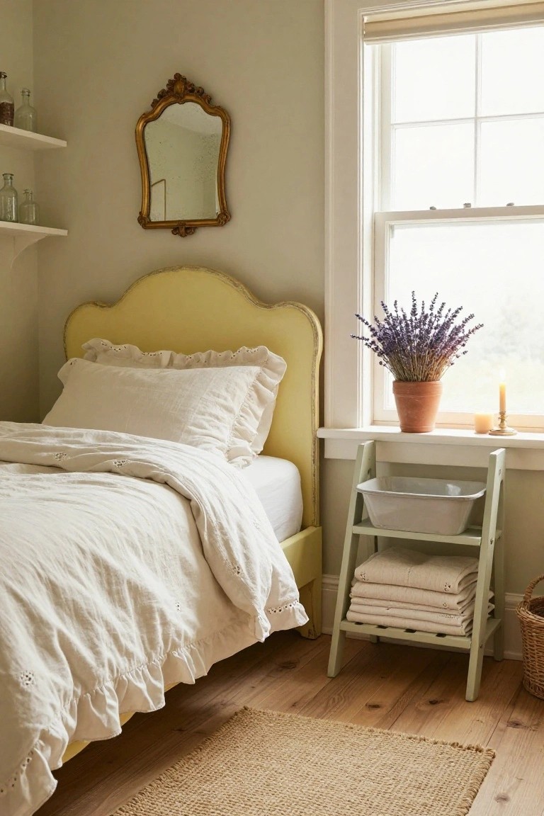 Pale Yellow Scalloped Headboard