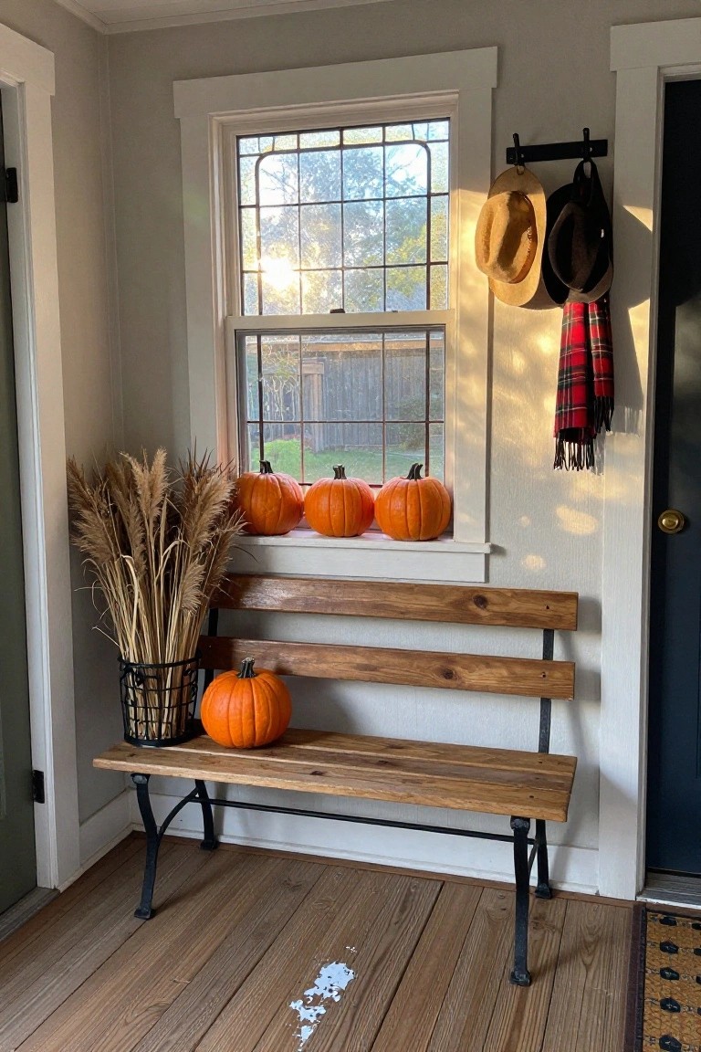 Rustic Bench Entry Display